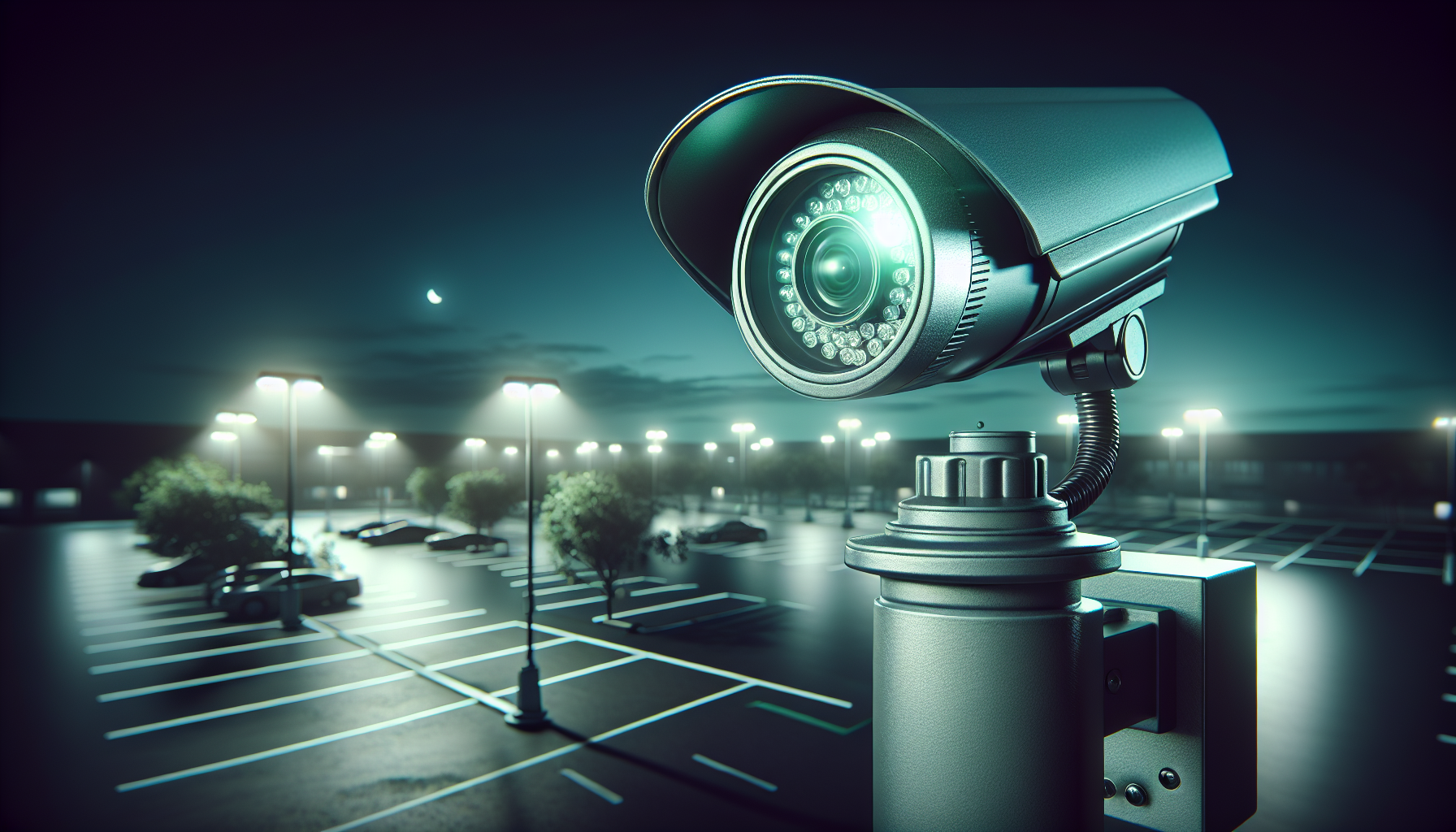 Illustration of parking lot camera with night vision