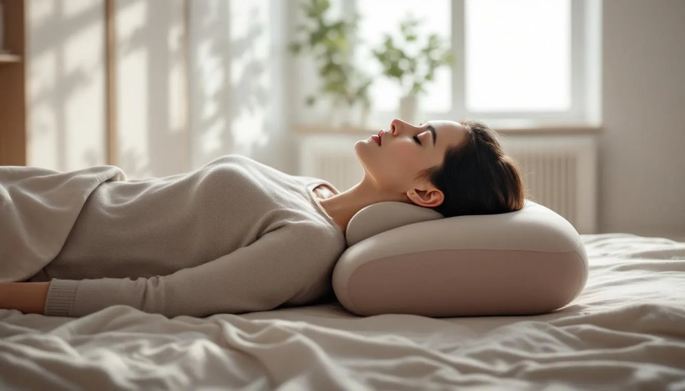 A person sleeping comfortably on a cervical pillow, demonstrating its benefits.