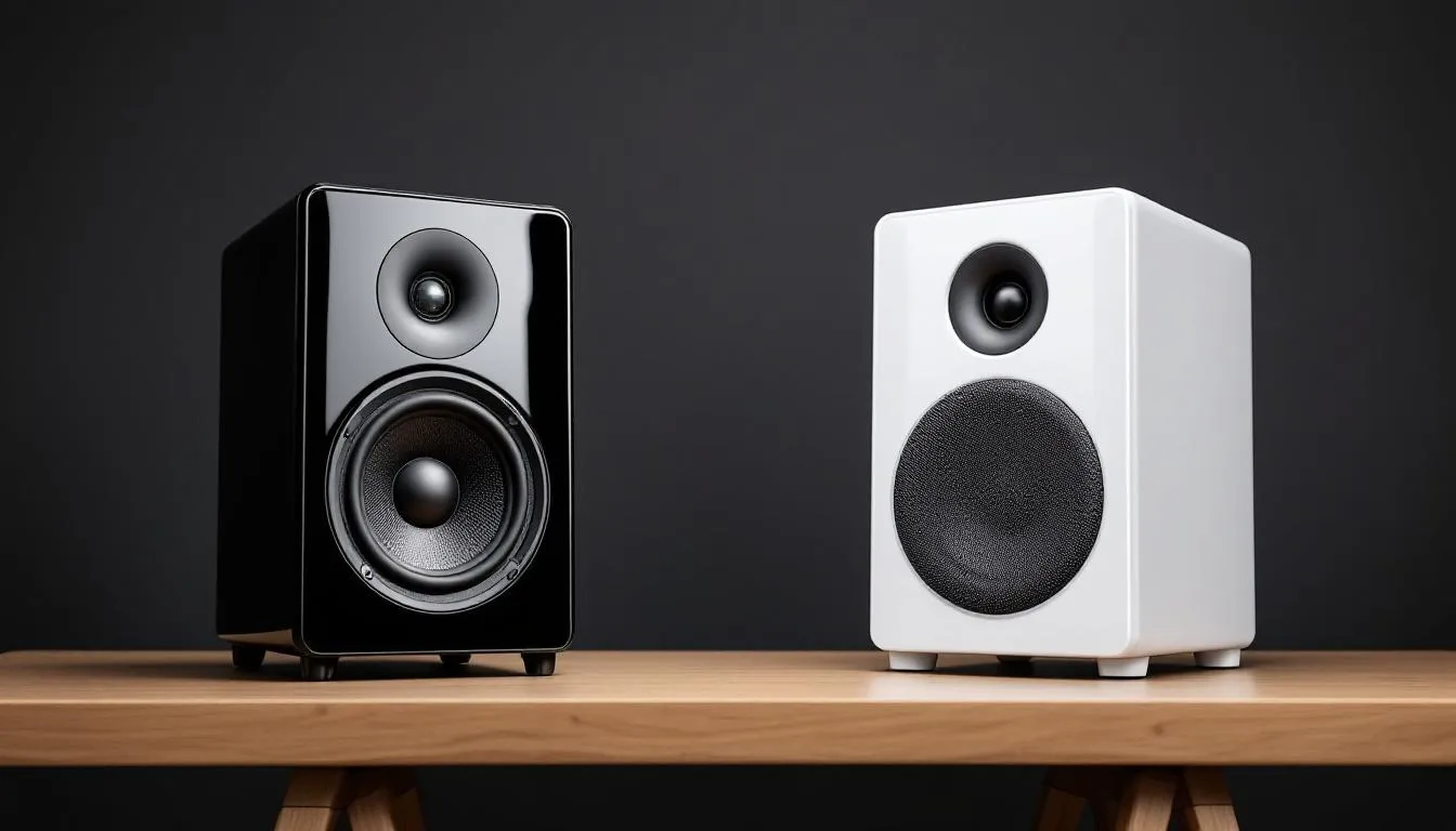 Comparison of active and passive studio monitors in a home setting.