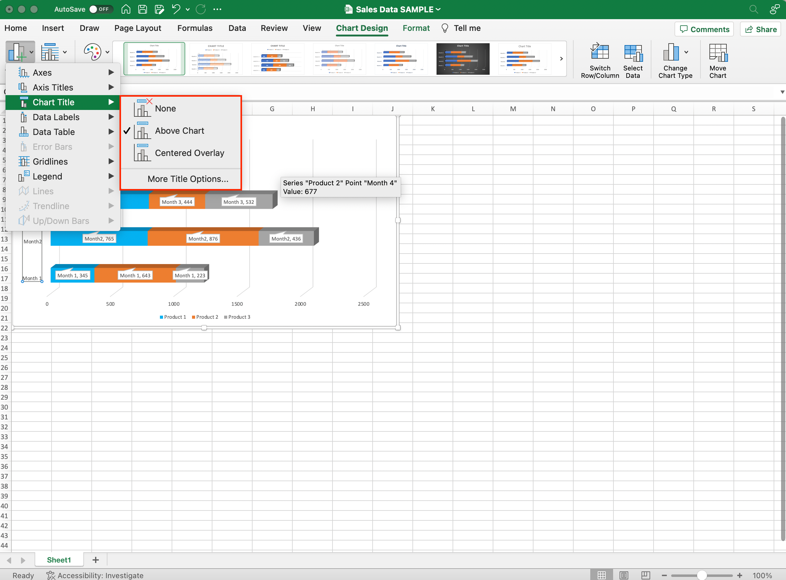 Add Axis Title in stacked bar chart in excel