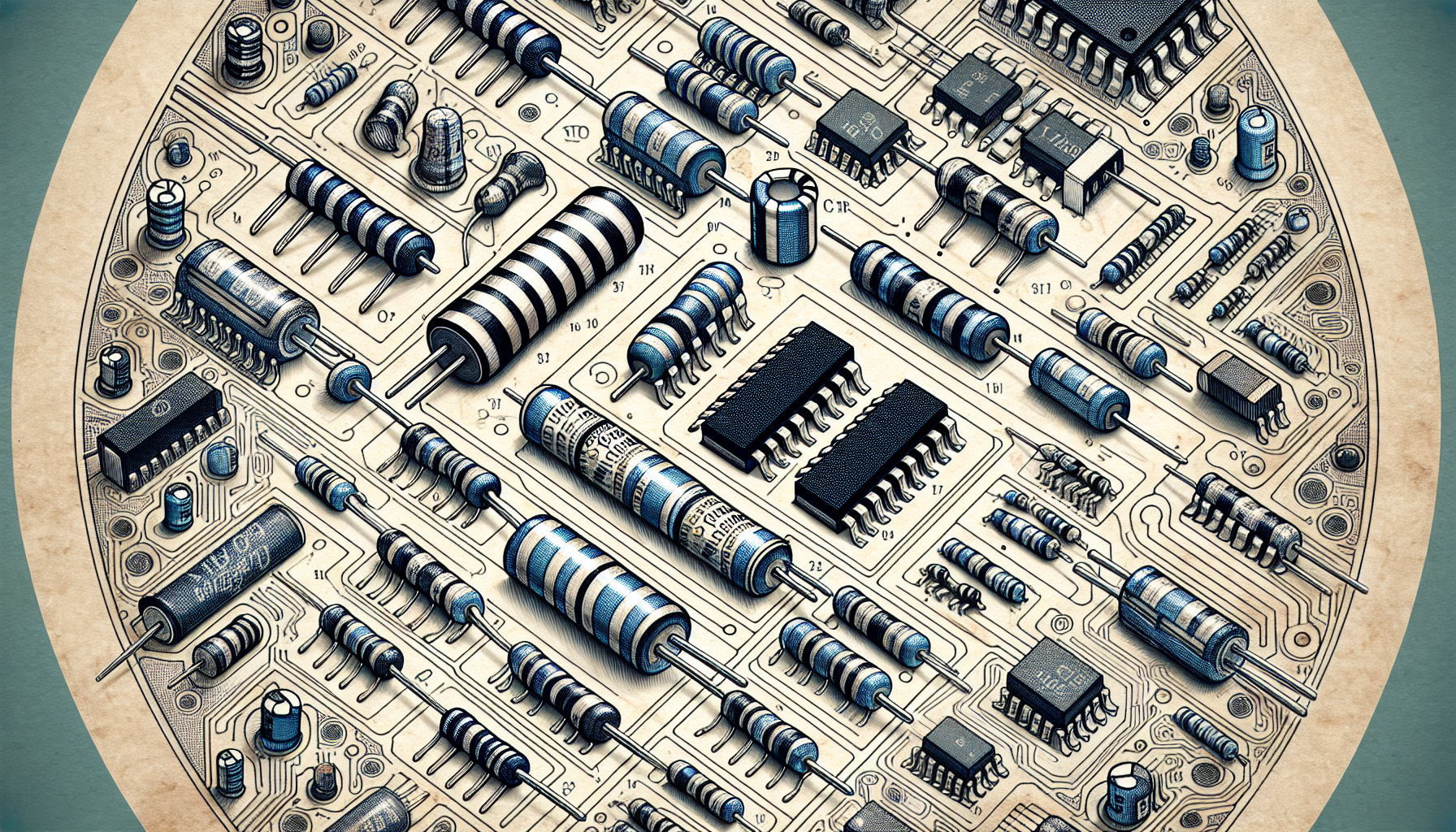 Illustration of various electronic components