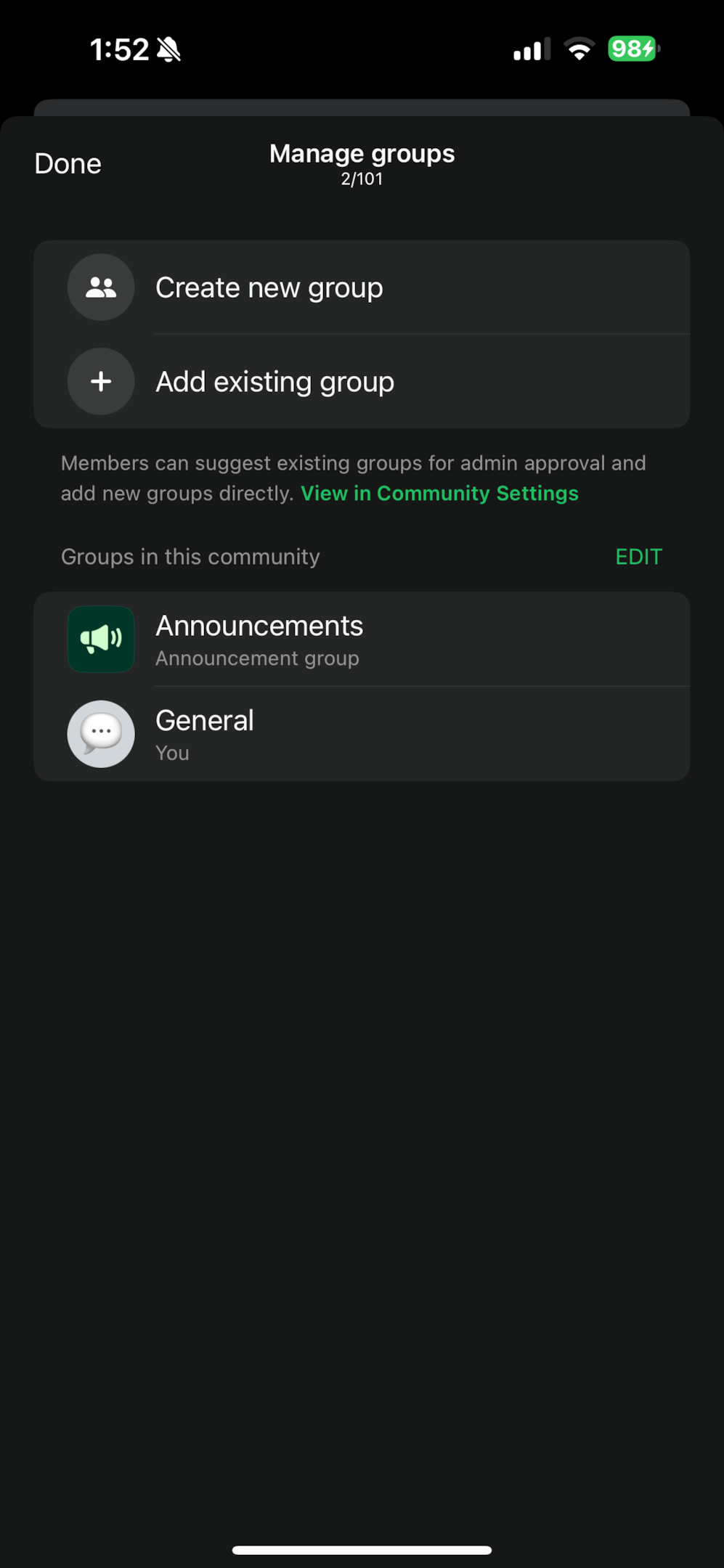 Step 4: Add existing groups or create new groups