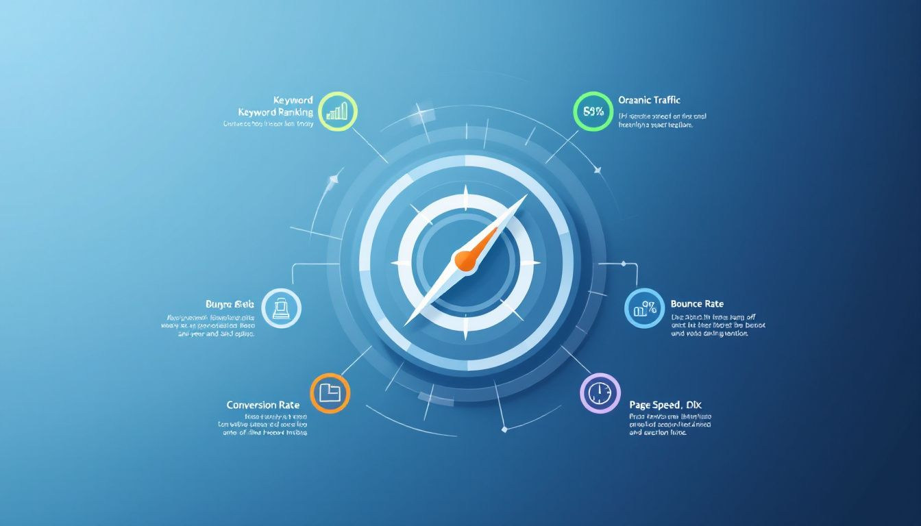 A chart displaying metrics used to measure SEO success.