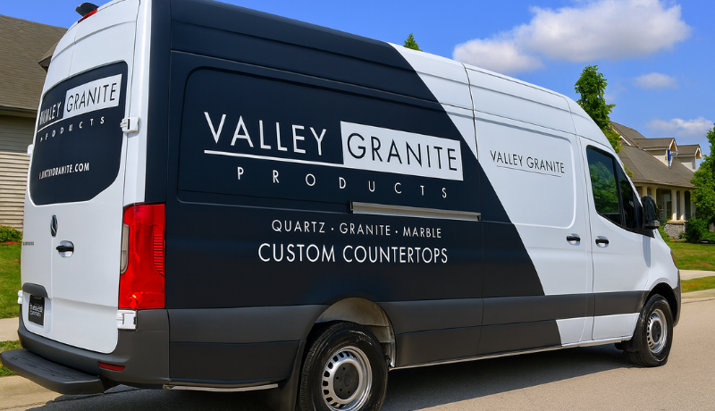 A car wrap showing vehicle graphics over truck wrap