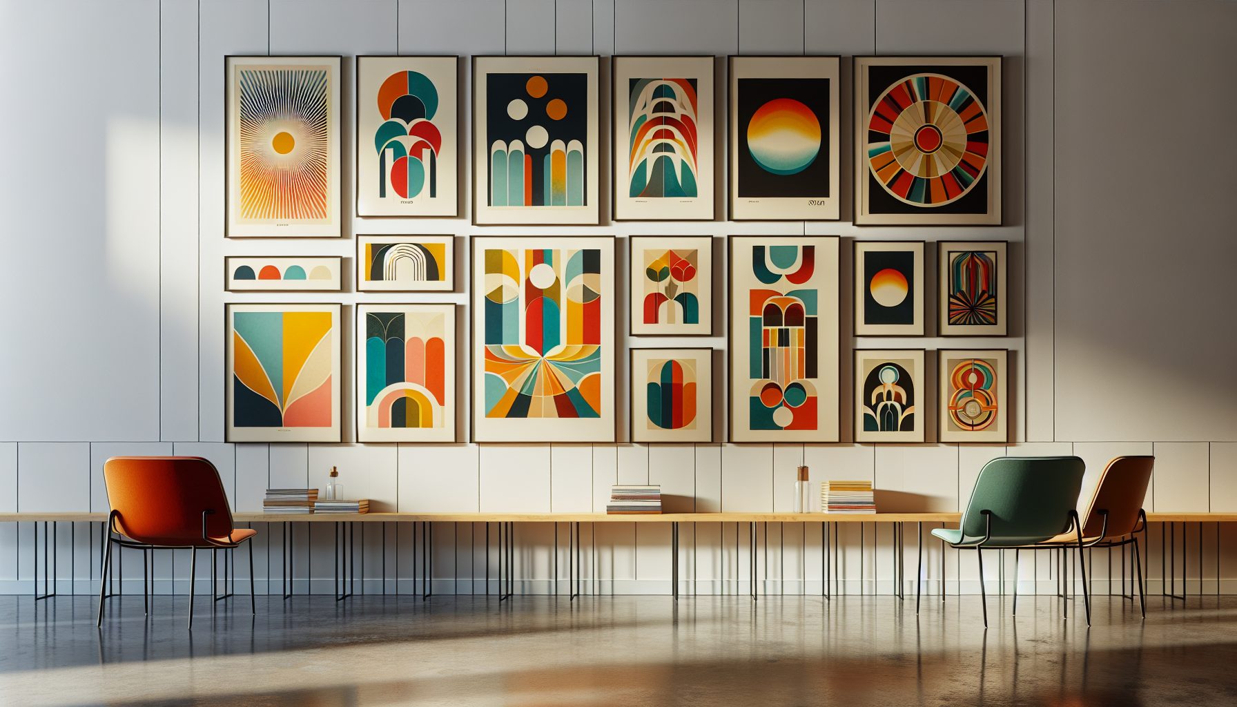 A collection of iconic mid-century modern art prints and posters