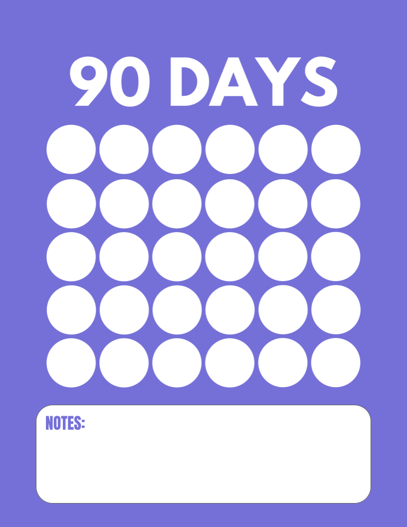 90-day calendar of fitness and food tracker journal