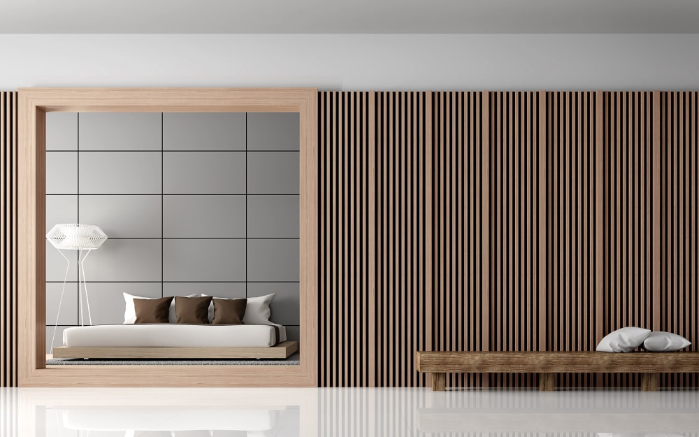 interior wood slat wall ideas for bedroom as a room divider