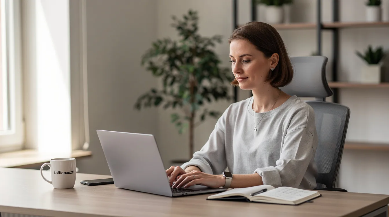 Een werknemer zit rustig achter zijn laptop te werken, terwijl hij zich voorbereidt op zijn werkhervatting na een periode van arbeidsongeschiktheid. Deze situatie kan relevant zijn voor mensen die een wia uitkering aanvragen of een wga uitkering ontvangen, en die zich willen re-integreren in het arbeidsproces.