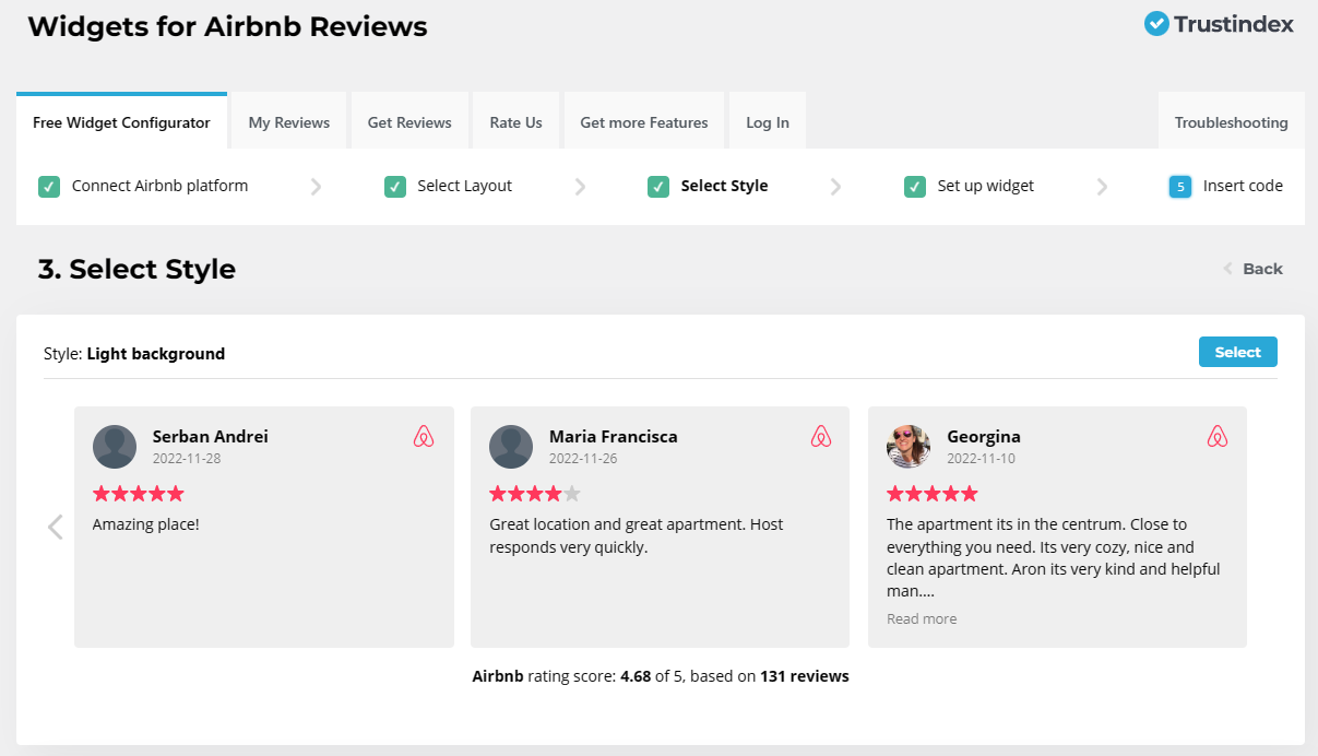 Widgets for Airbnb Reviews – WordPress plugin