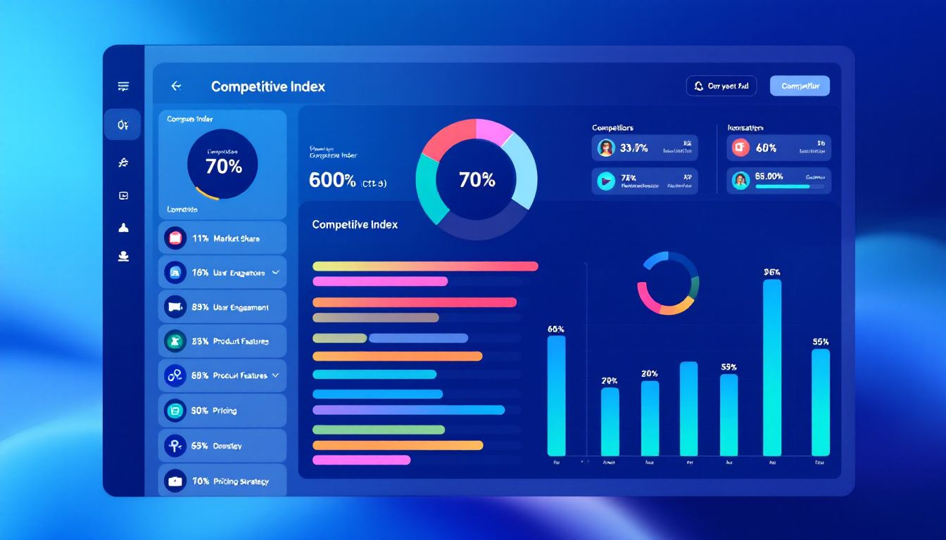 A screenshot of a competitor analysis tool dashboard showcasing various metrics.