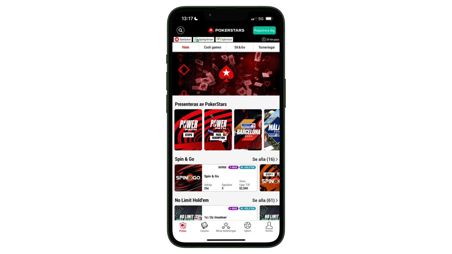 Pokerstars i mobilen via app