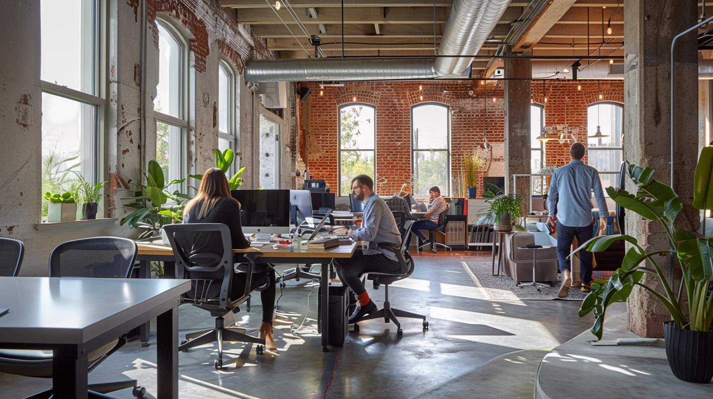 View of an award-winning architectural firm's office in New York, showcasing a modern interior design that emphasizes sustainable and innovative construction techniques. The office is a testament to the firm's commitment to creating environmentally friendly built environments and is featured prominently in Architect's Newspaper for its design excellence.