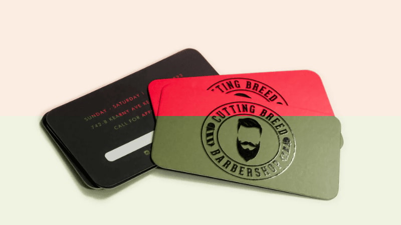 UV coated business cards