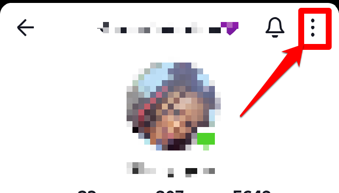 Closeup image showing the three dots at a TikTok user profile page