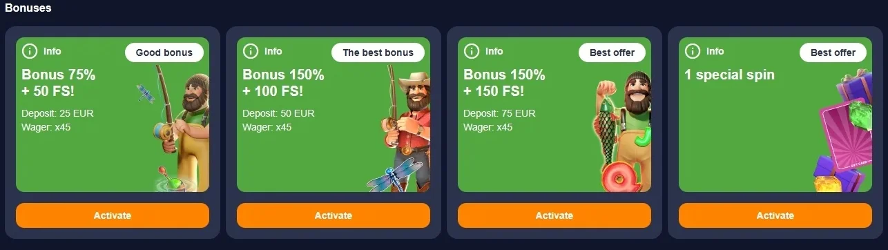 Current Basswin Casino Bonuses