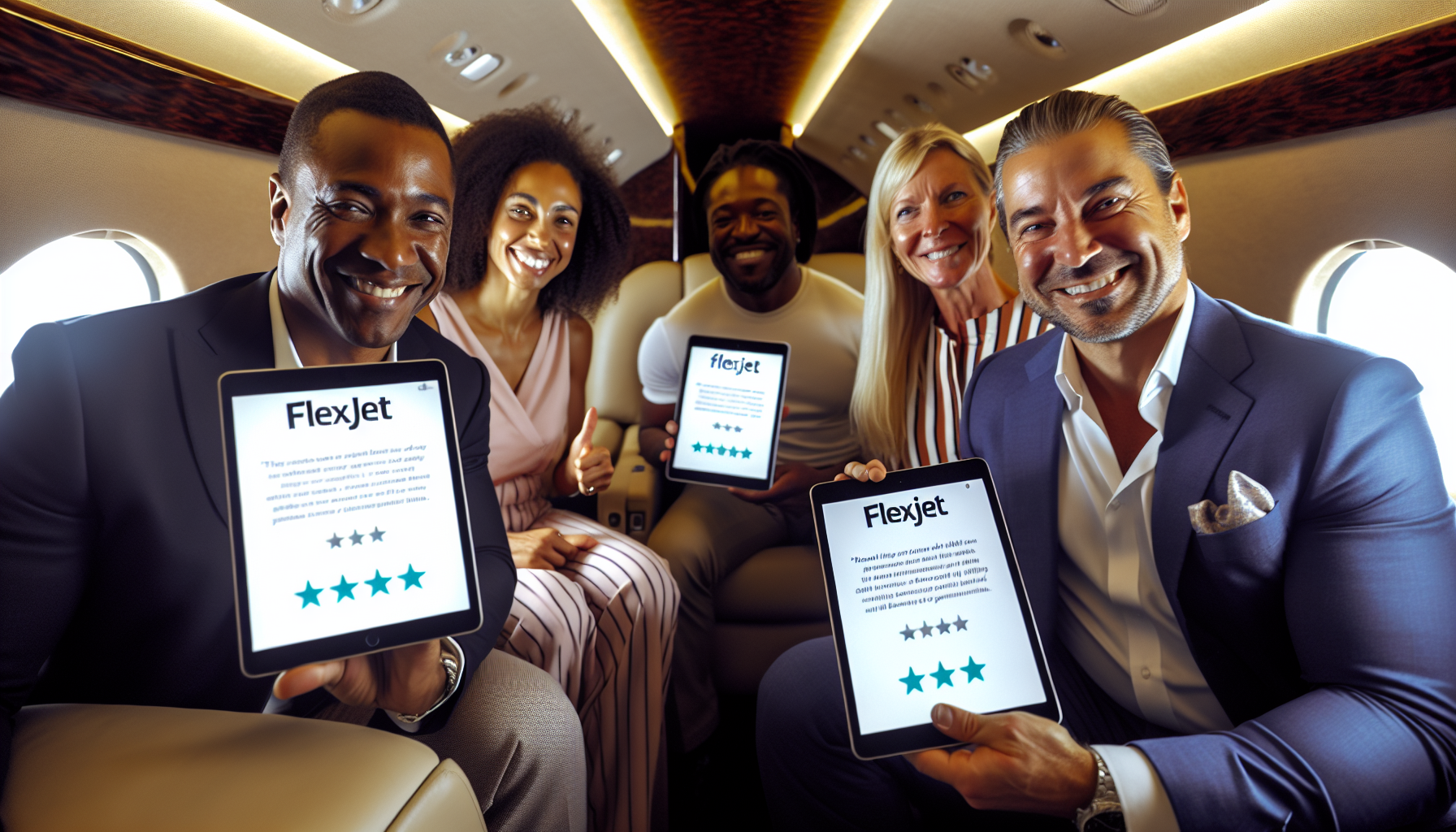 Satisfied clients sharing positive reviews about Flexjet's exceptional services