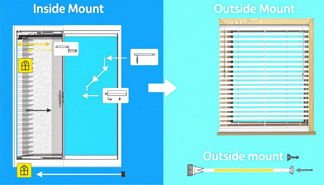 A diagram illustrating inside and outside mount options for blinds.