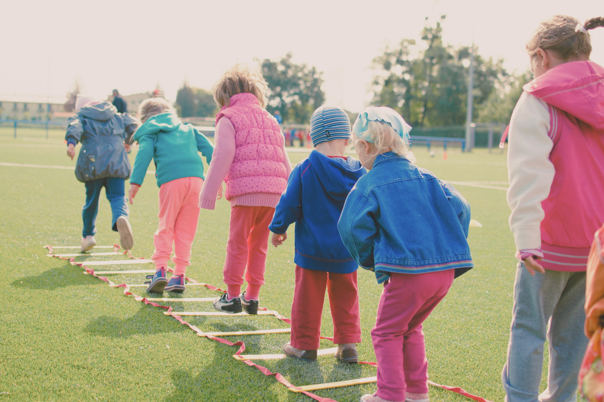 Children playing an obstacle course