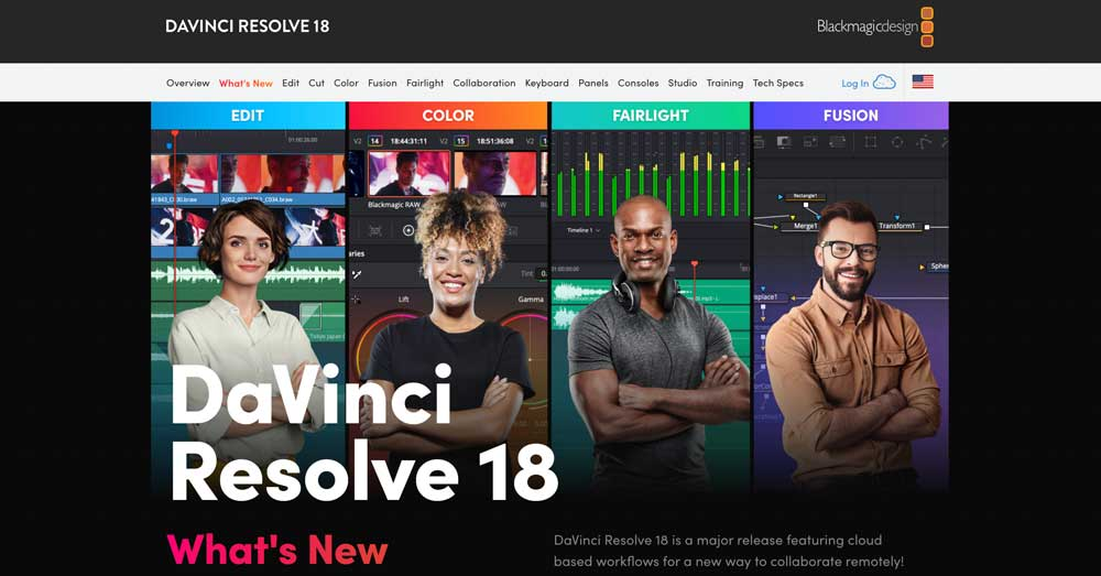 DaVinci Resolve main page.