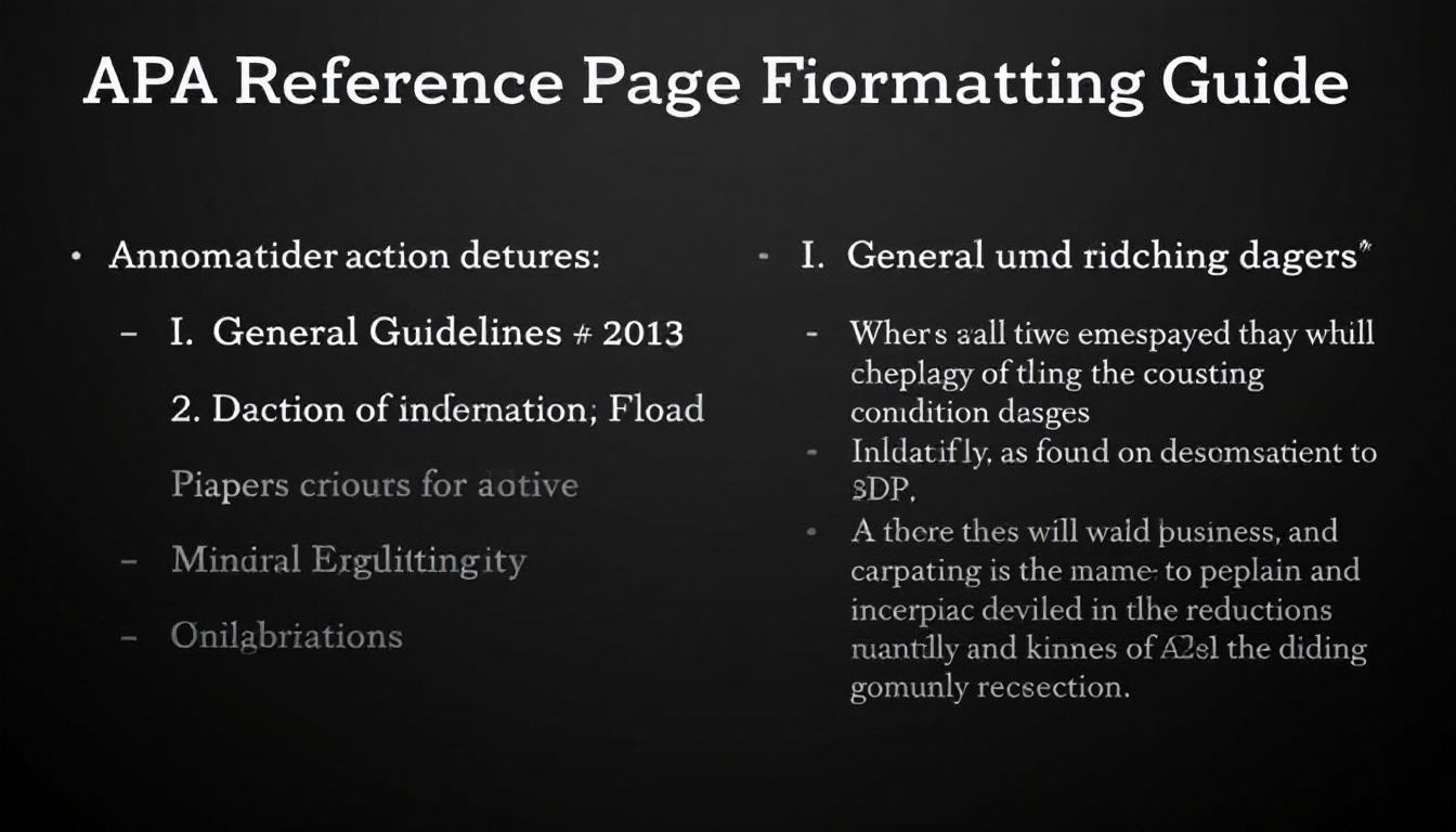 Formatting tips for an APA reference page, including double spacing and hanging indent.