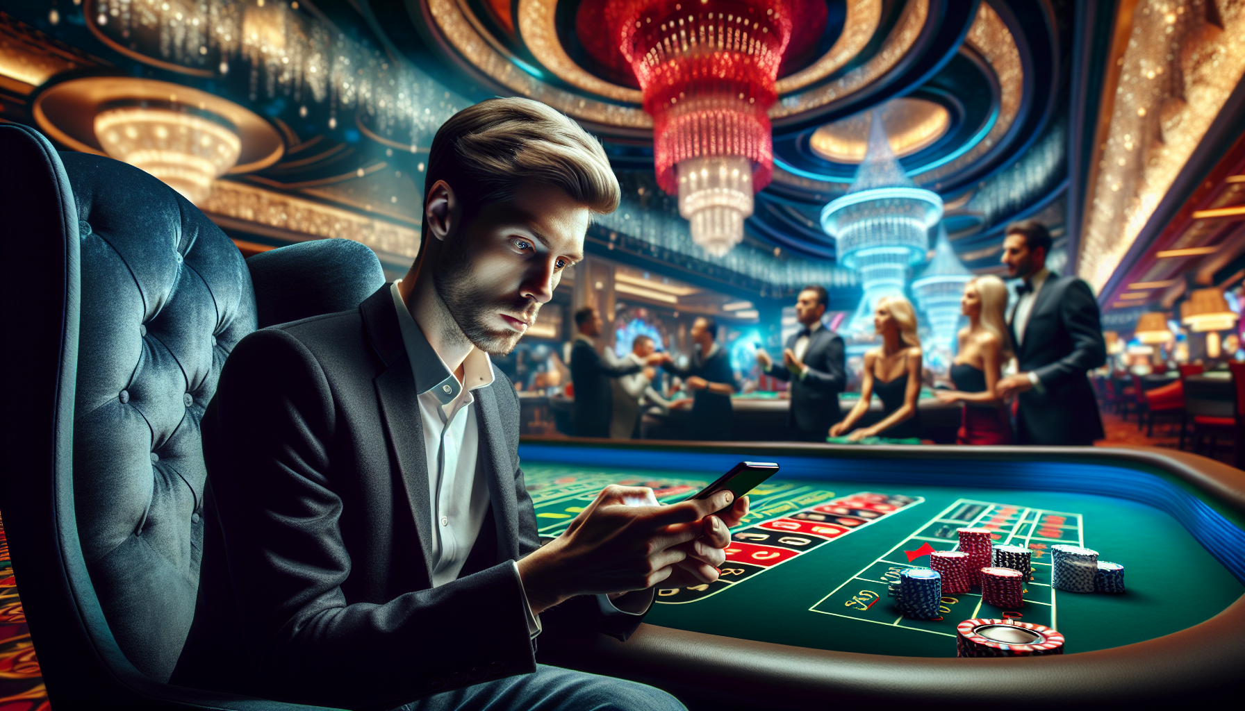 Persona jugando en un casino móvil