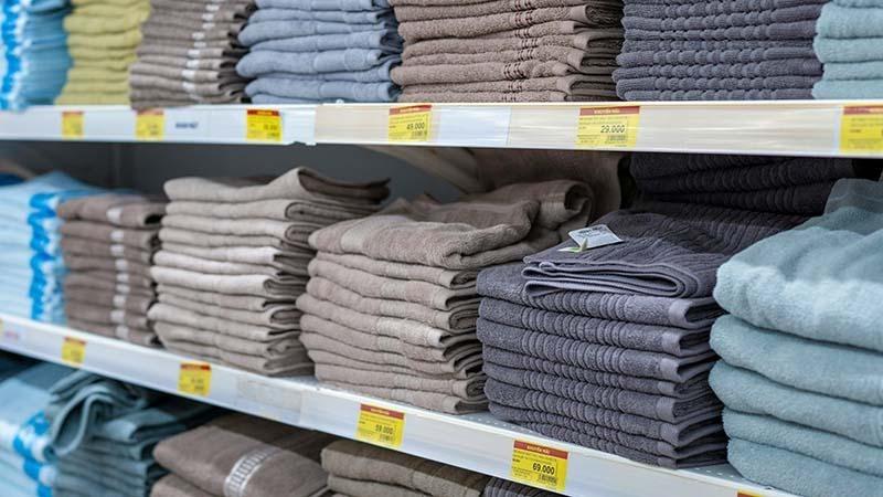 Towel shelf at a supermarket