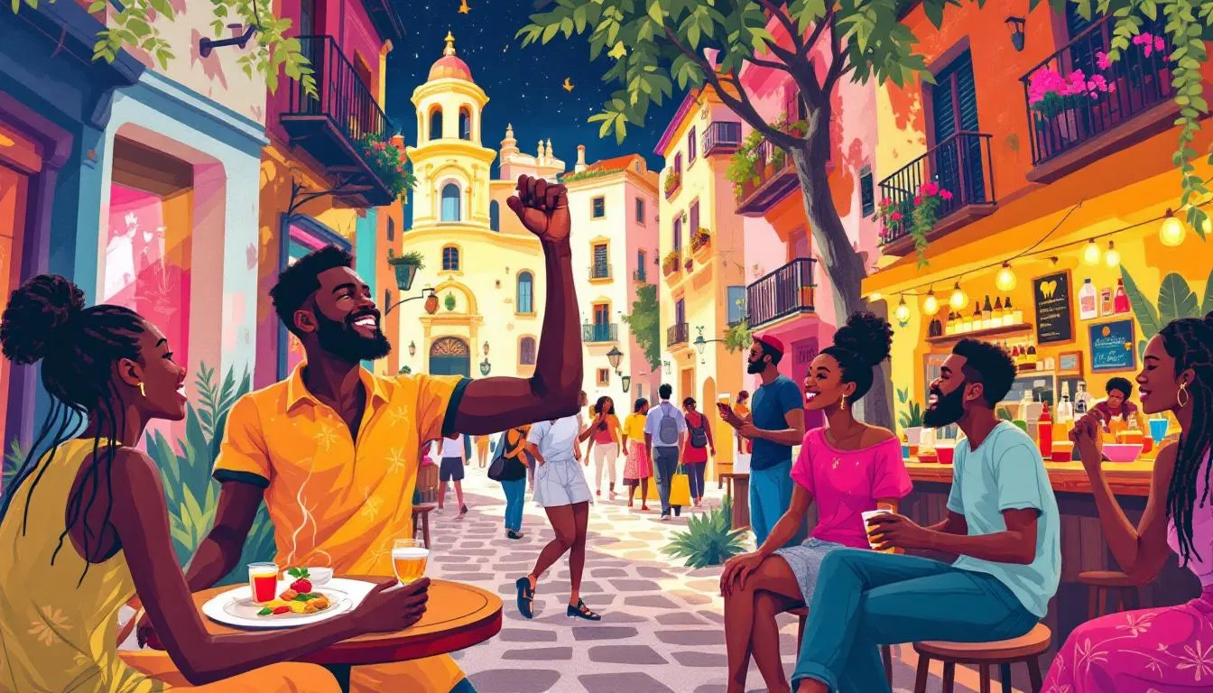 Un groupe d'étudiants profitant de la vie étudiante en Espagne, avec des activités sociales et culturelles.