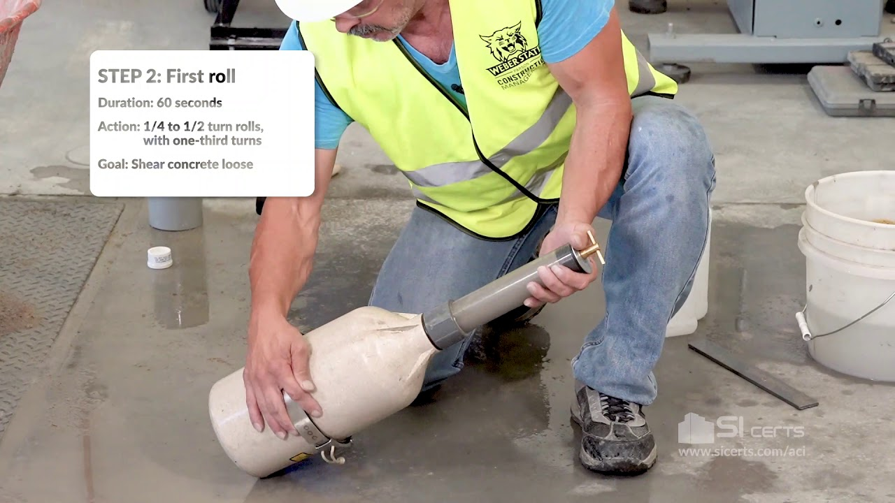 Construction worker conducting efficient concrete air testing