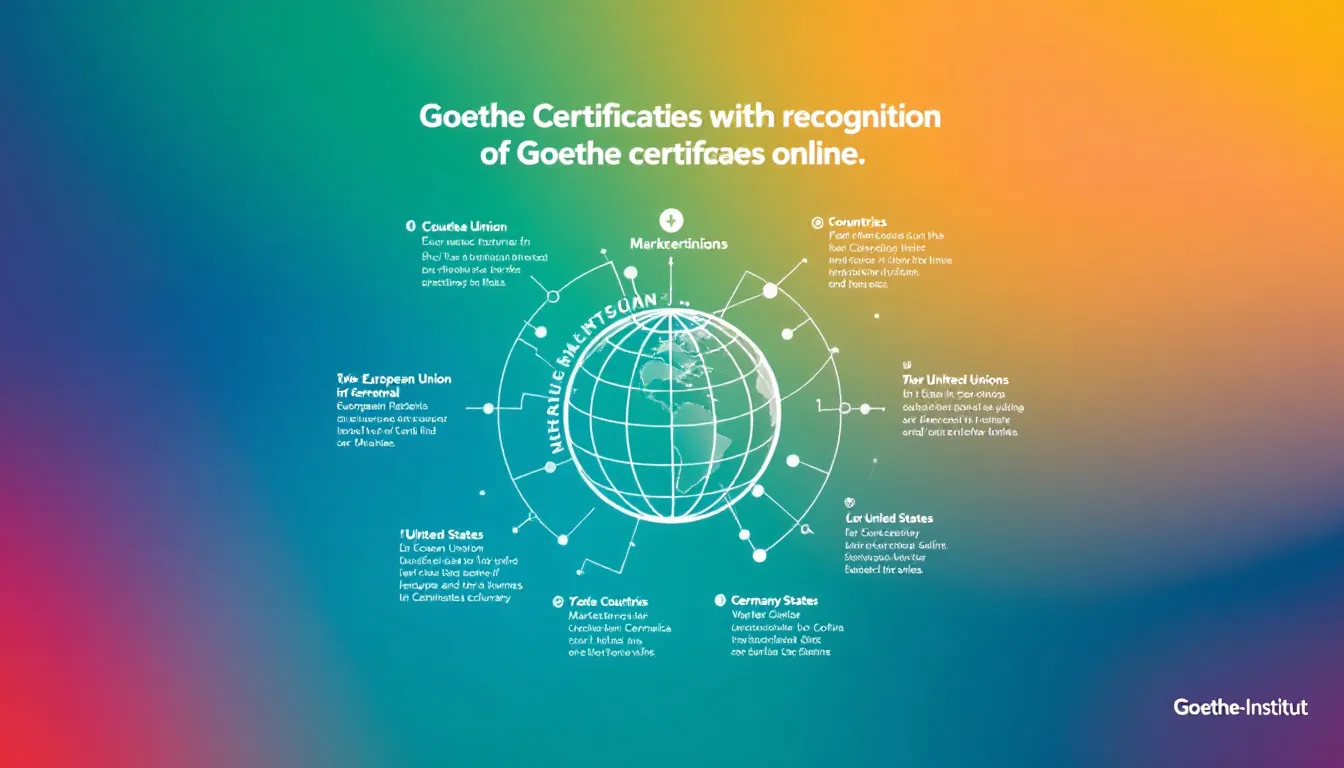 Ein Diagramm, das die Gültigkeit und Anerkennung von Goethe Zertifikaten darstellt.