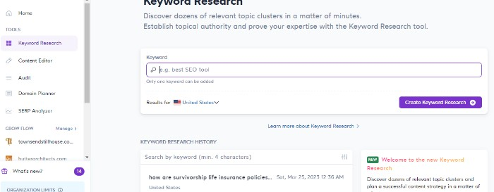 Keywords Surfer SEO