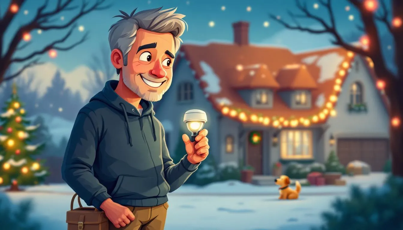 A friendly neighbor helping watch over a house during the holiday season, representing trust and security.