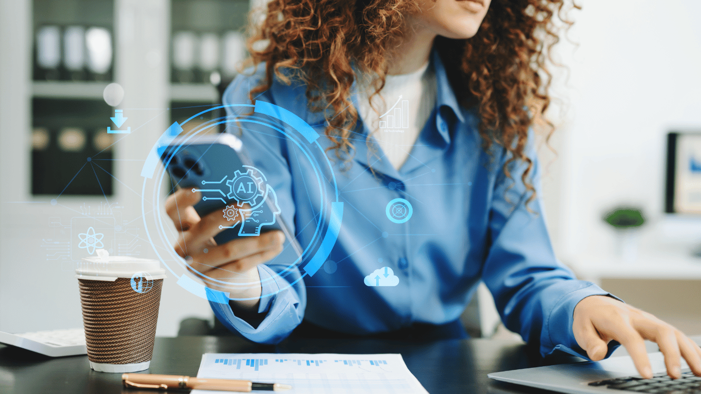 Human using AI powered tools for more efficient performance