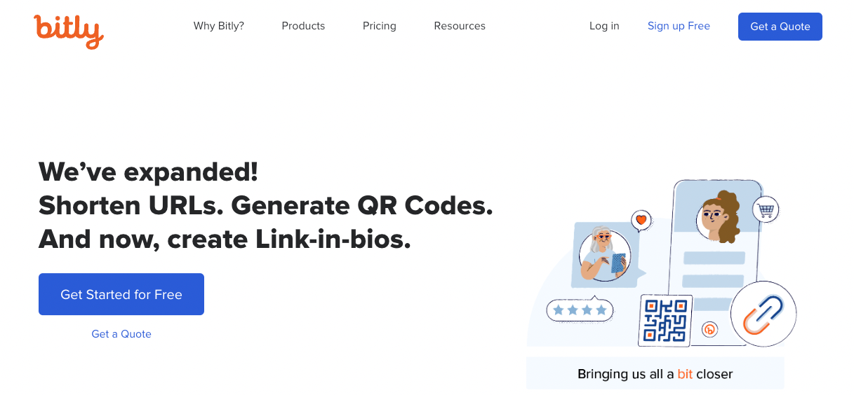 Bitly is a link shortening tool, you can create short links and generate QR codes.