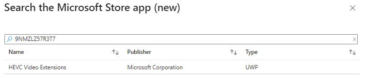 HEVC Video Extension App ID search results for in Microsoft Store app