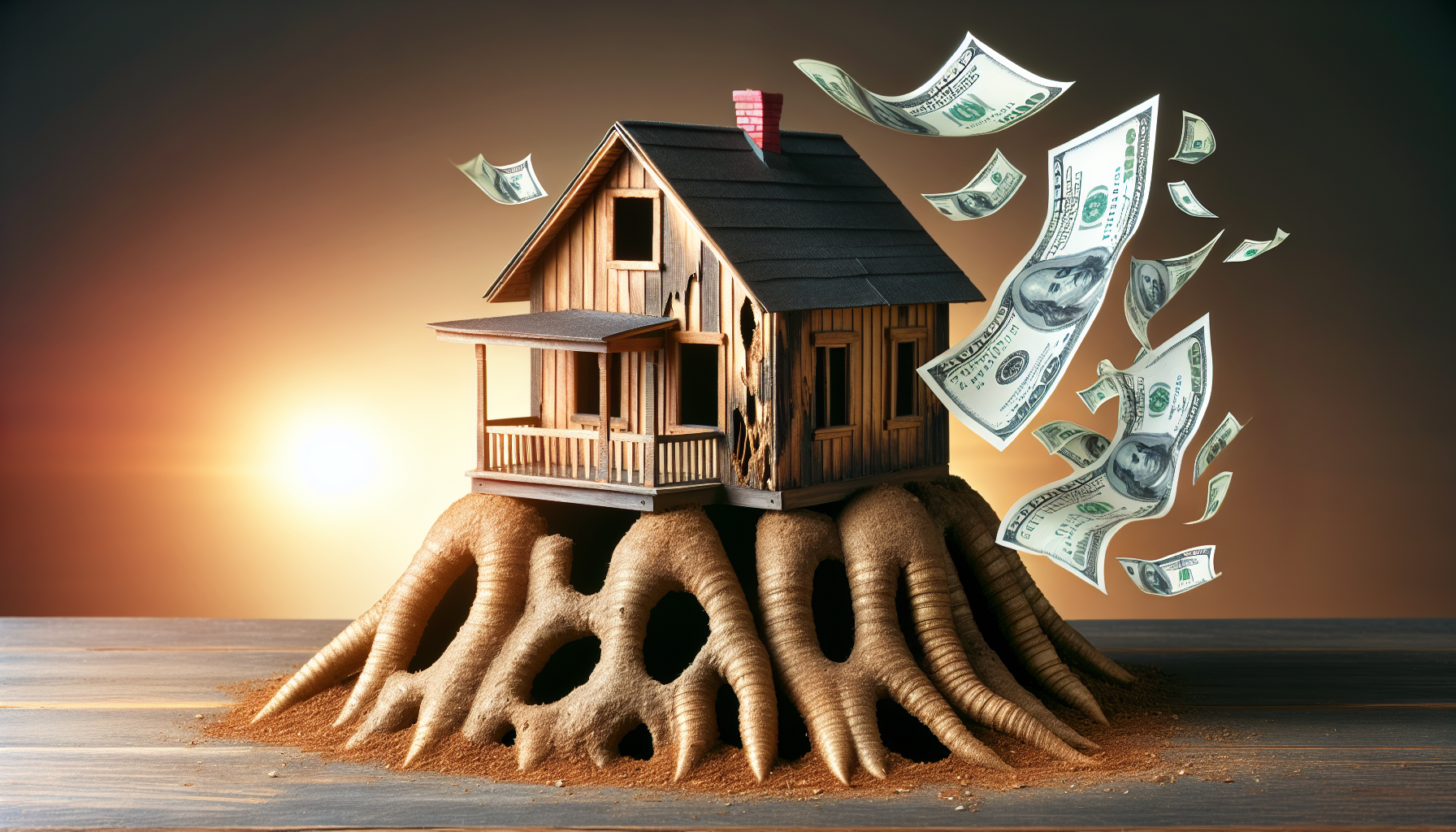 Illustration of termite damage and cost considerations