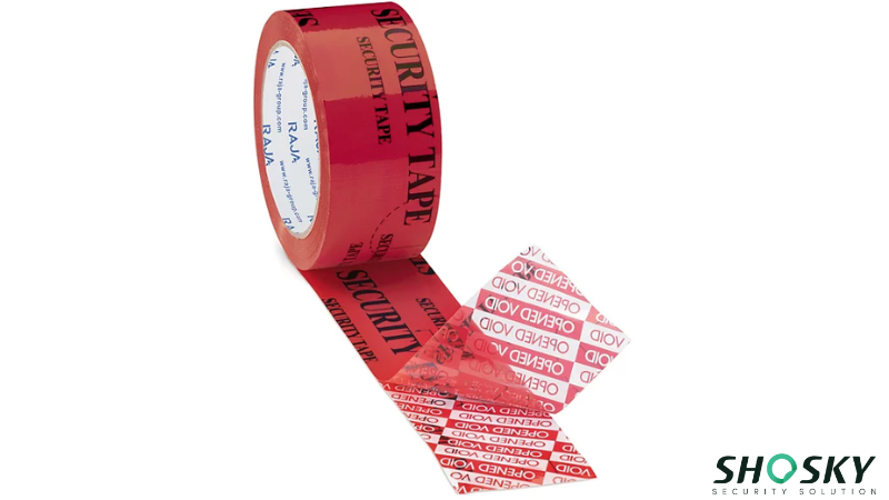 Red security tape marks ballot containers and logs tampering for verification
