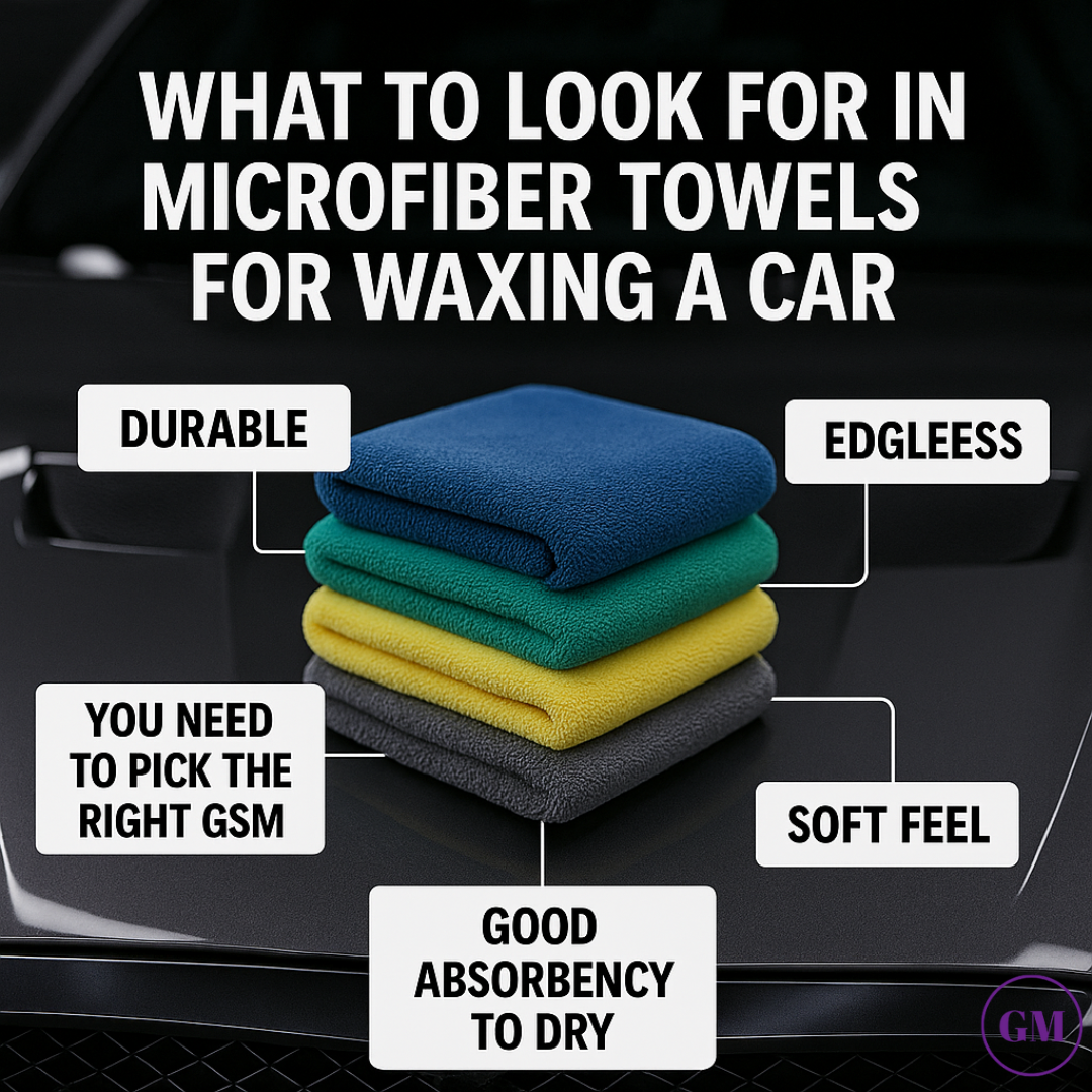 What to Look for in Microfiber Towels for Waxing a Car and cleaning a vehicle.