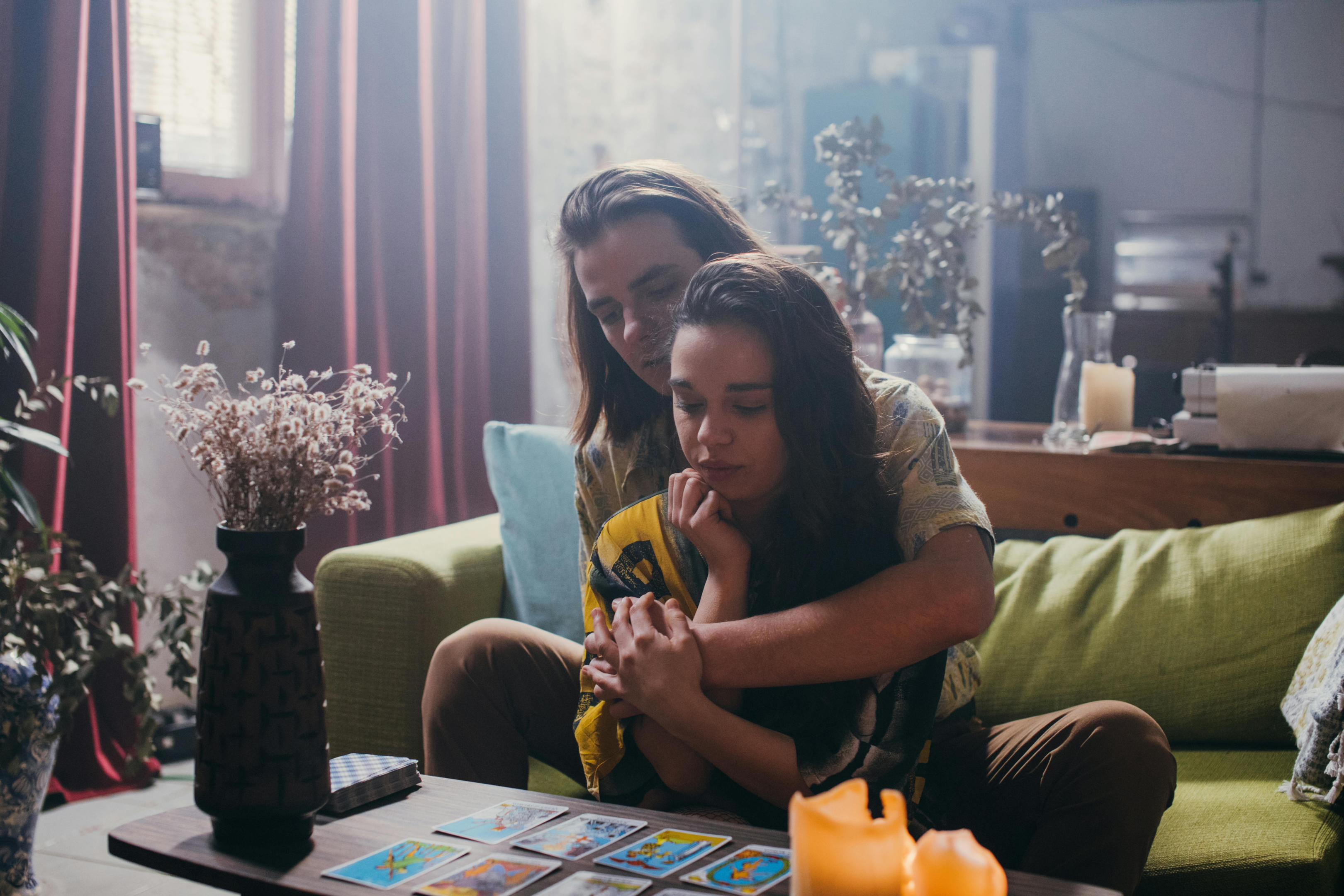 Picture of Couple Doing a Love Tarot Reading Together