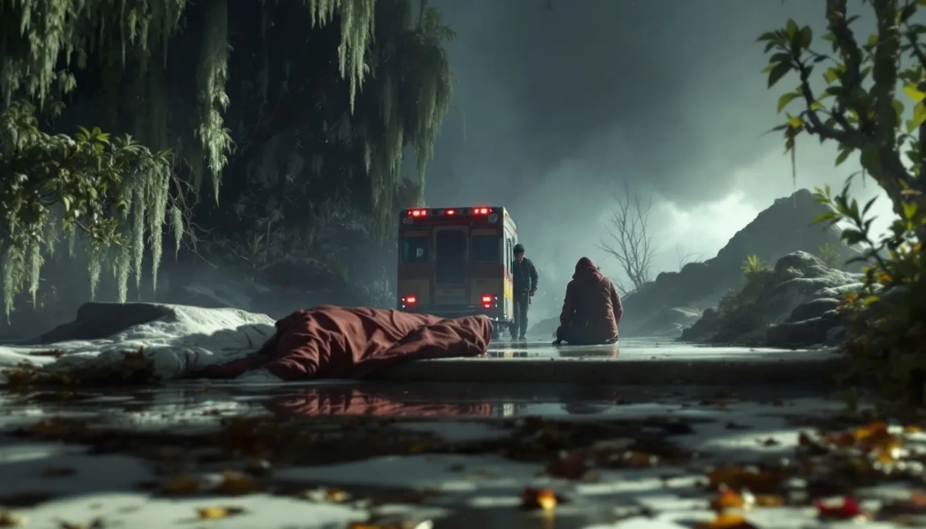 A somber scene depicting the aftermath of an unattended death.