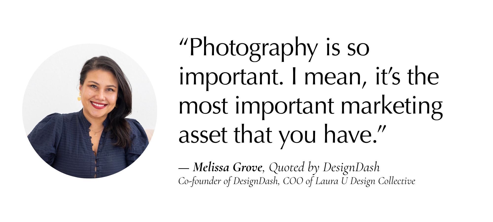 a typed quote with a bubble headshot