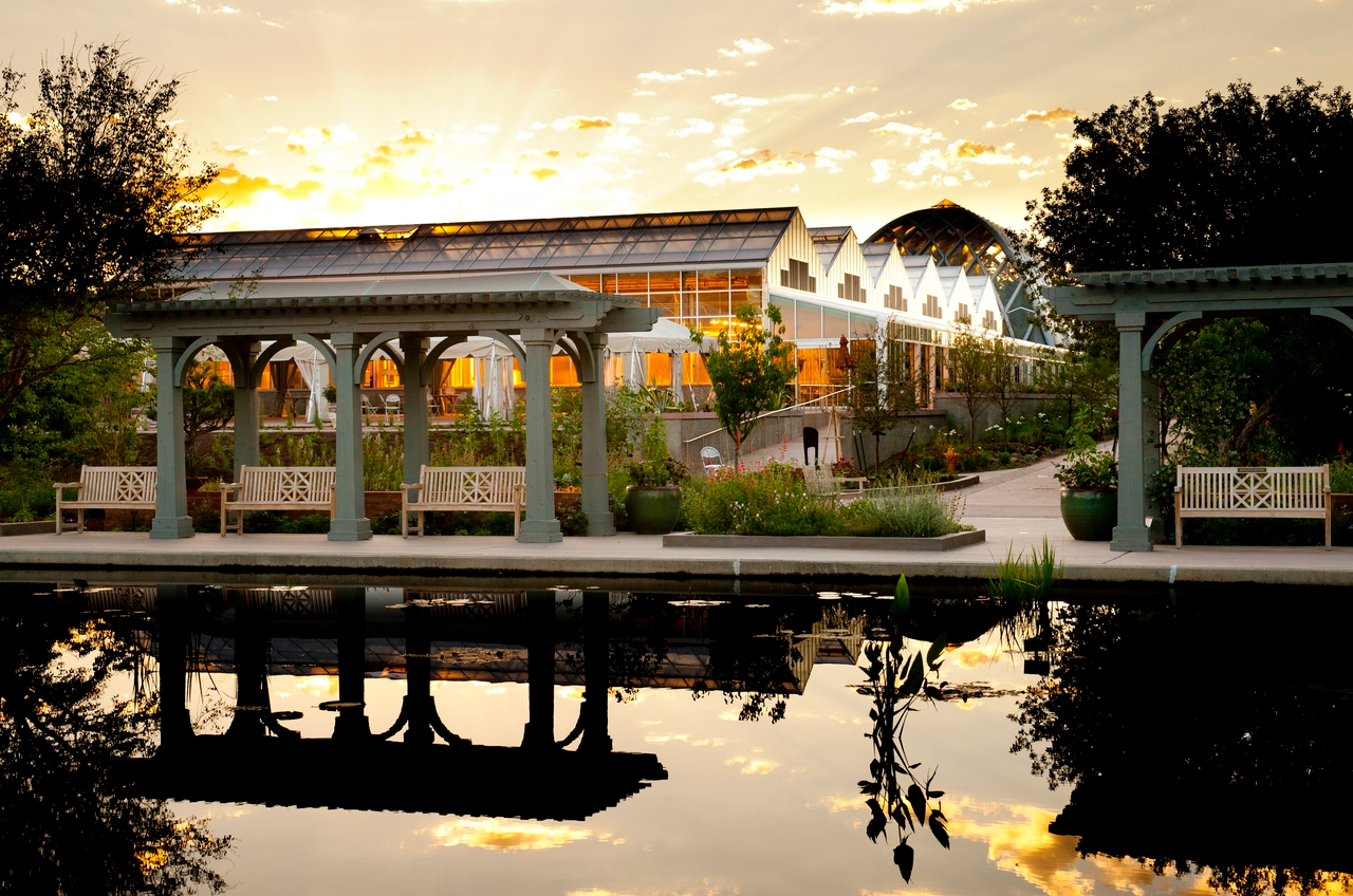 The Denver Botanic Gardens at sunset 
