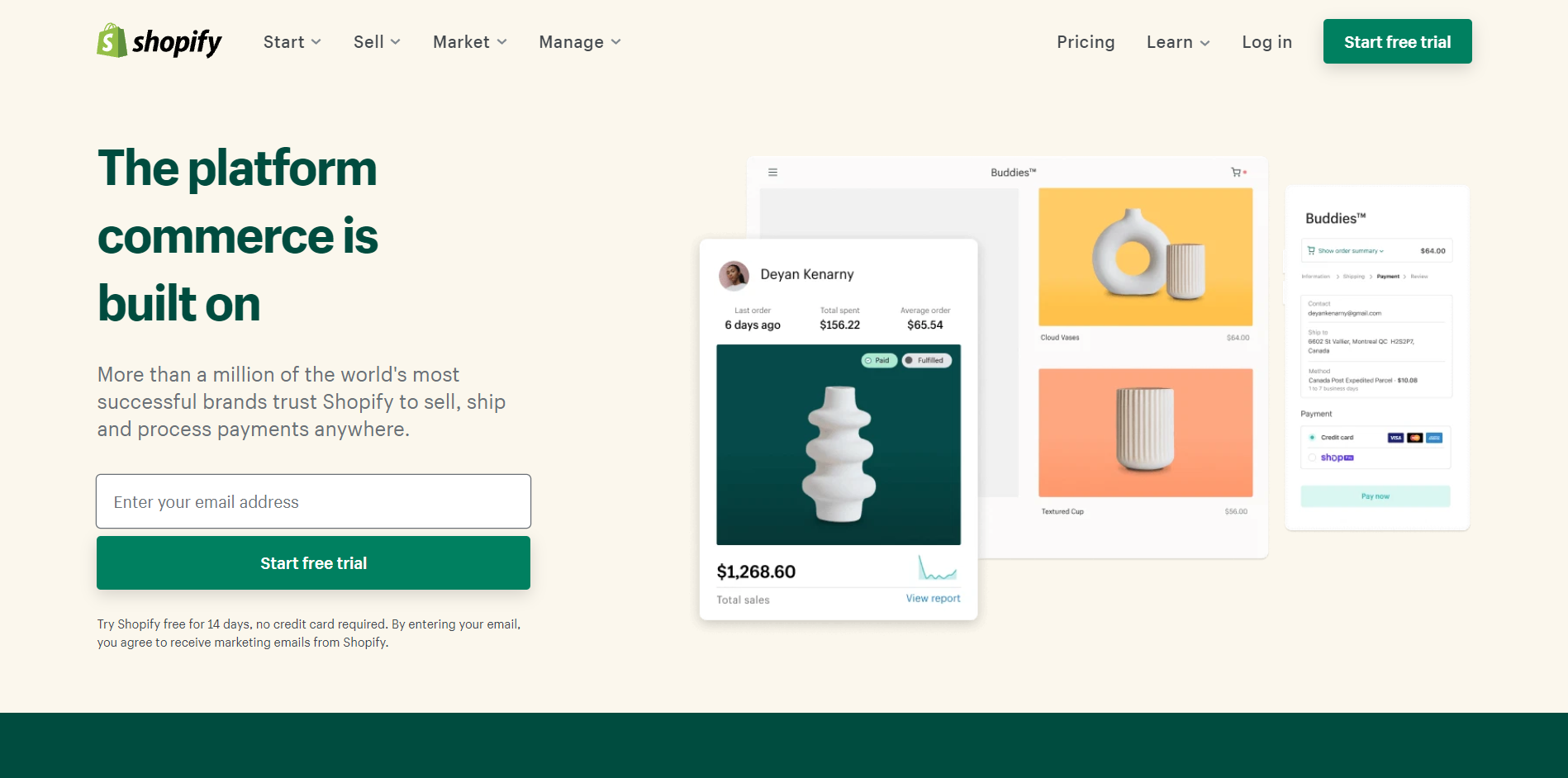 Shopify main page
