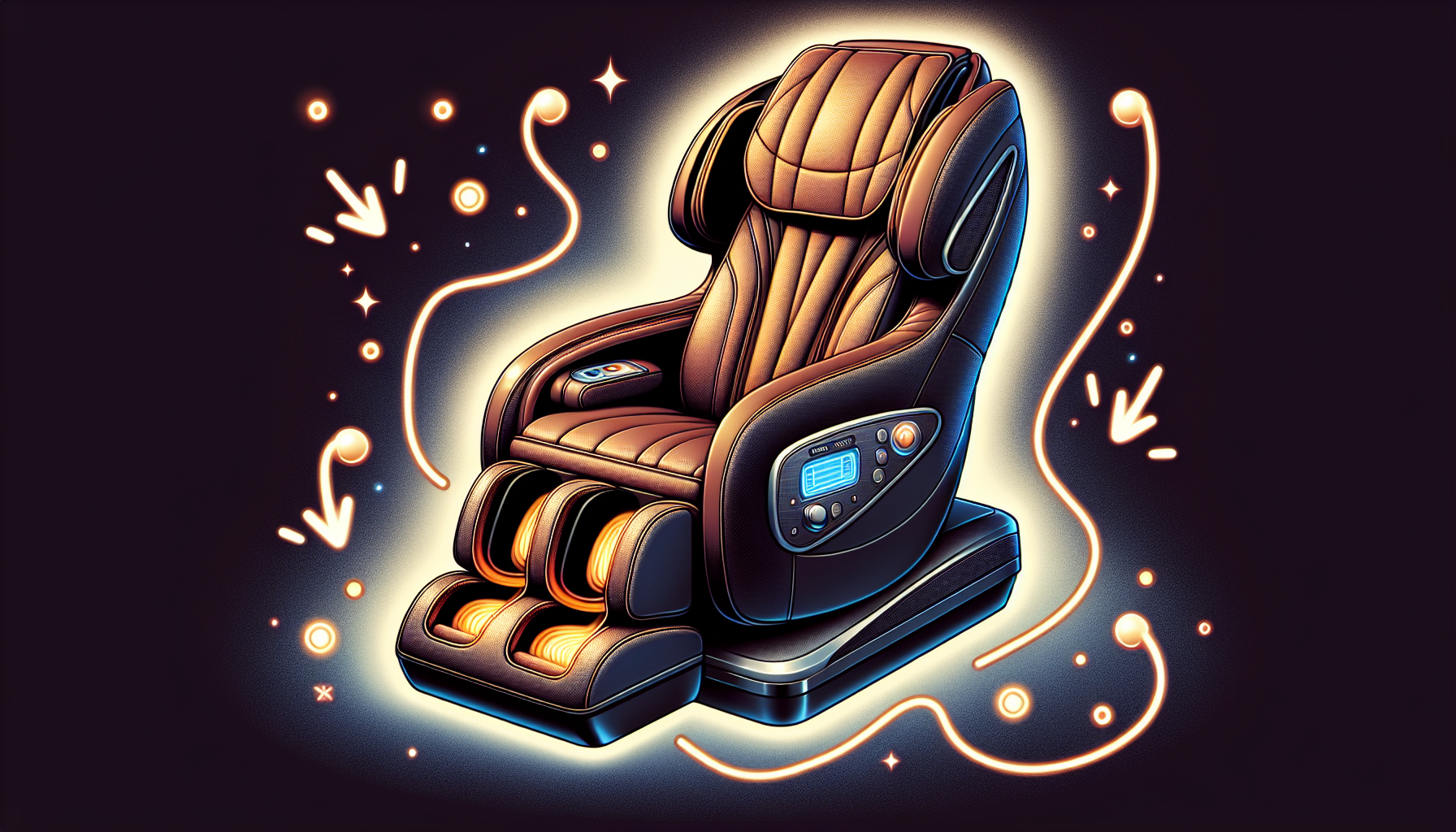 Illustration showing key features of a massage chair.