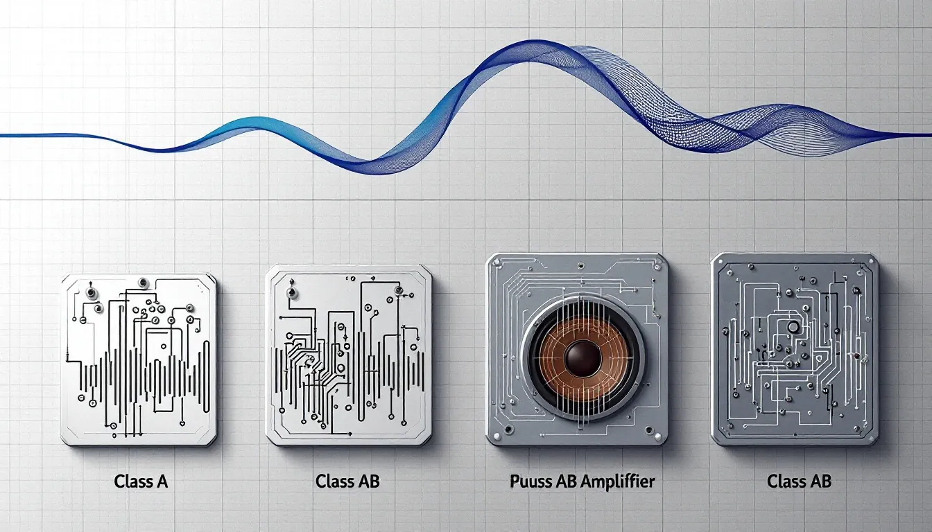 A comparison chart of different amplifier classes including class A.