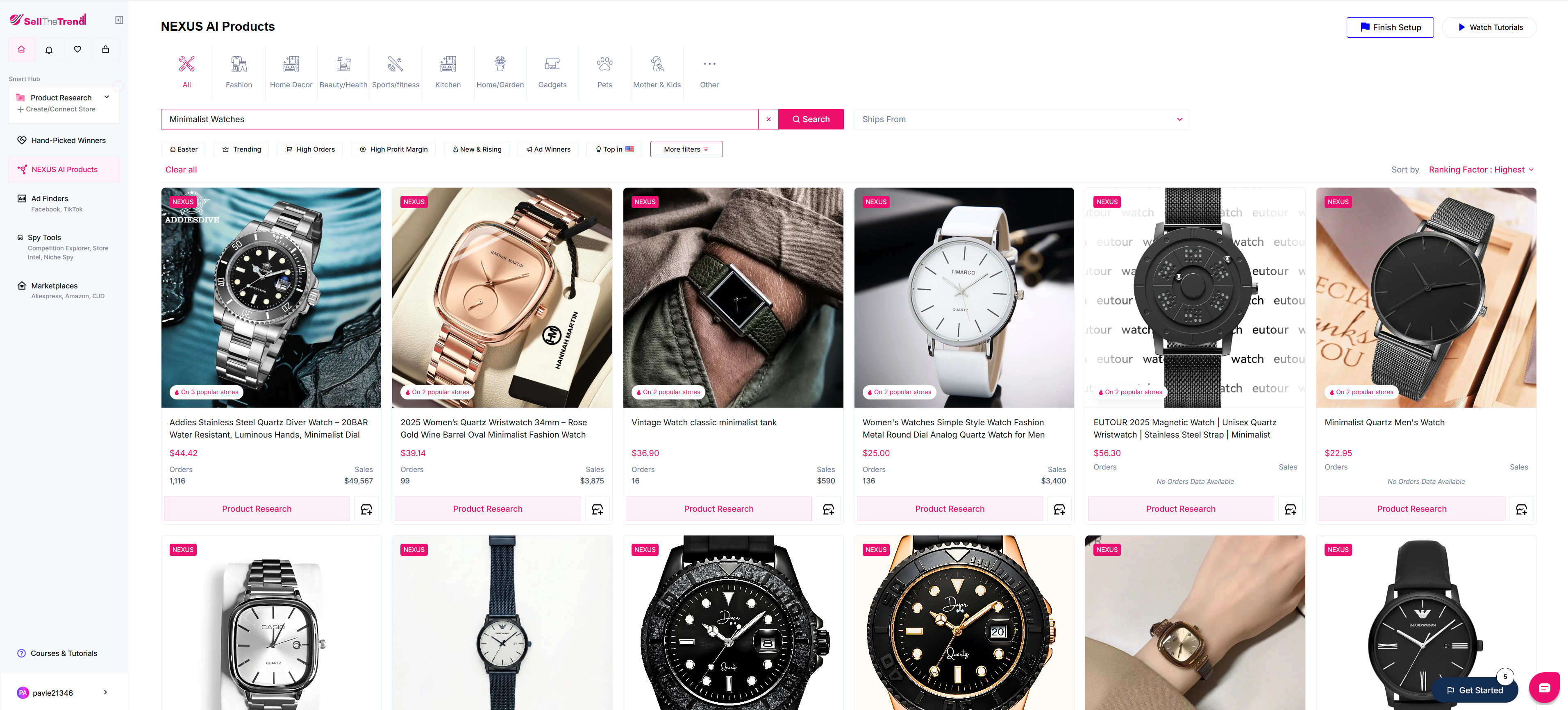 using sell the trend services to sell minimalist watches