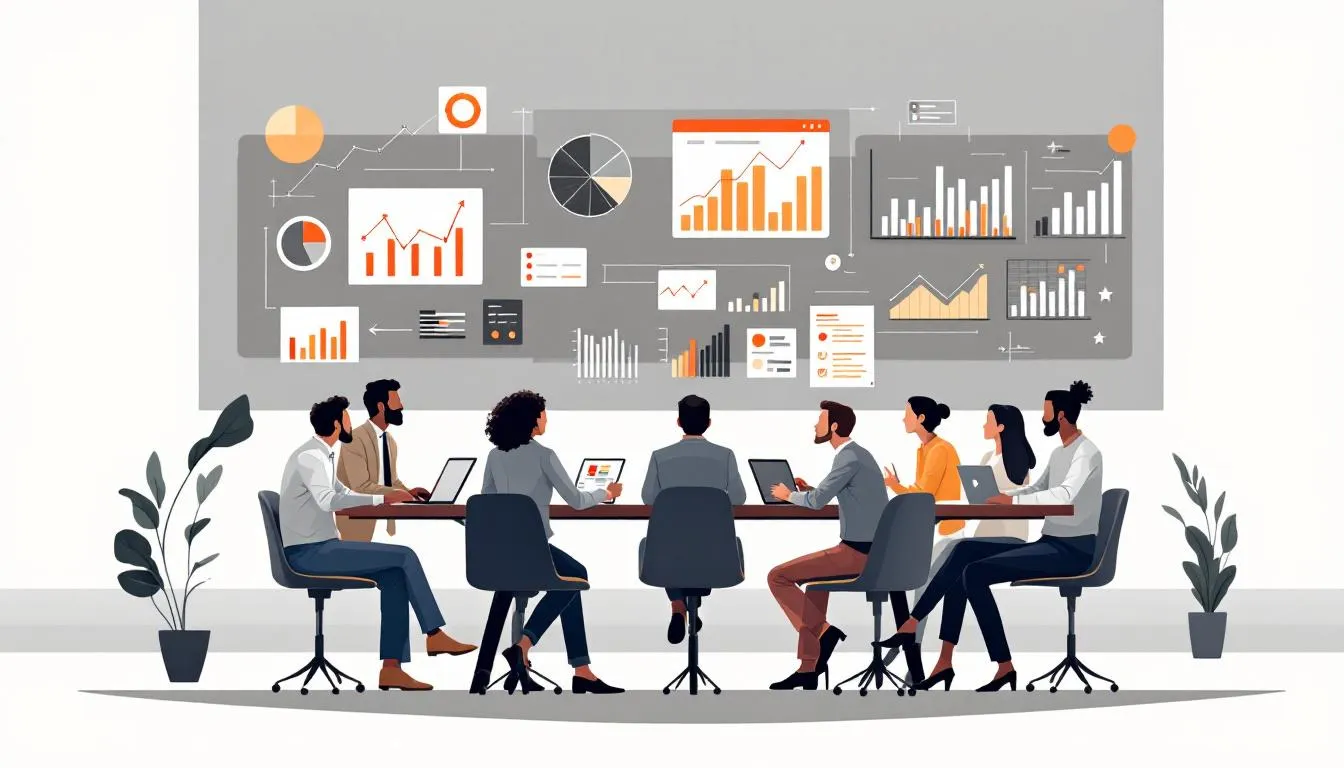 An image depicting leadership skills development through coaching, showing a diverse group of leaders in a training session.