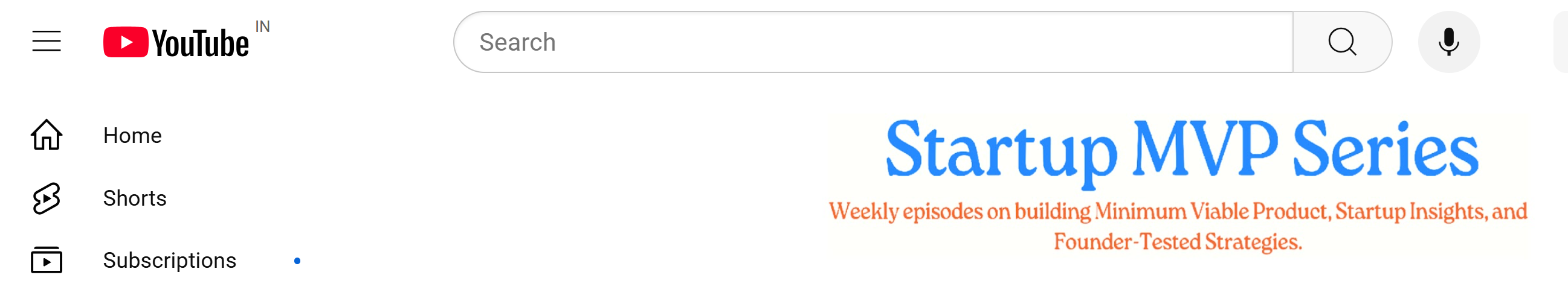screen shot of the youtube channel to help startup founders.