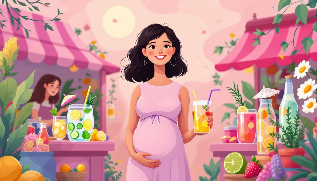 A colorful display of alternative alcohol-free drinks suitable for pregnant women.