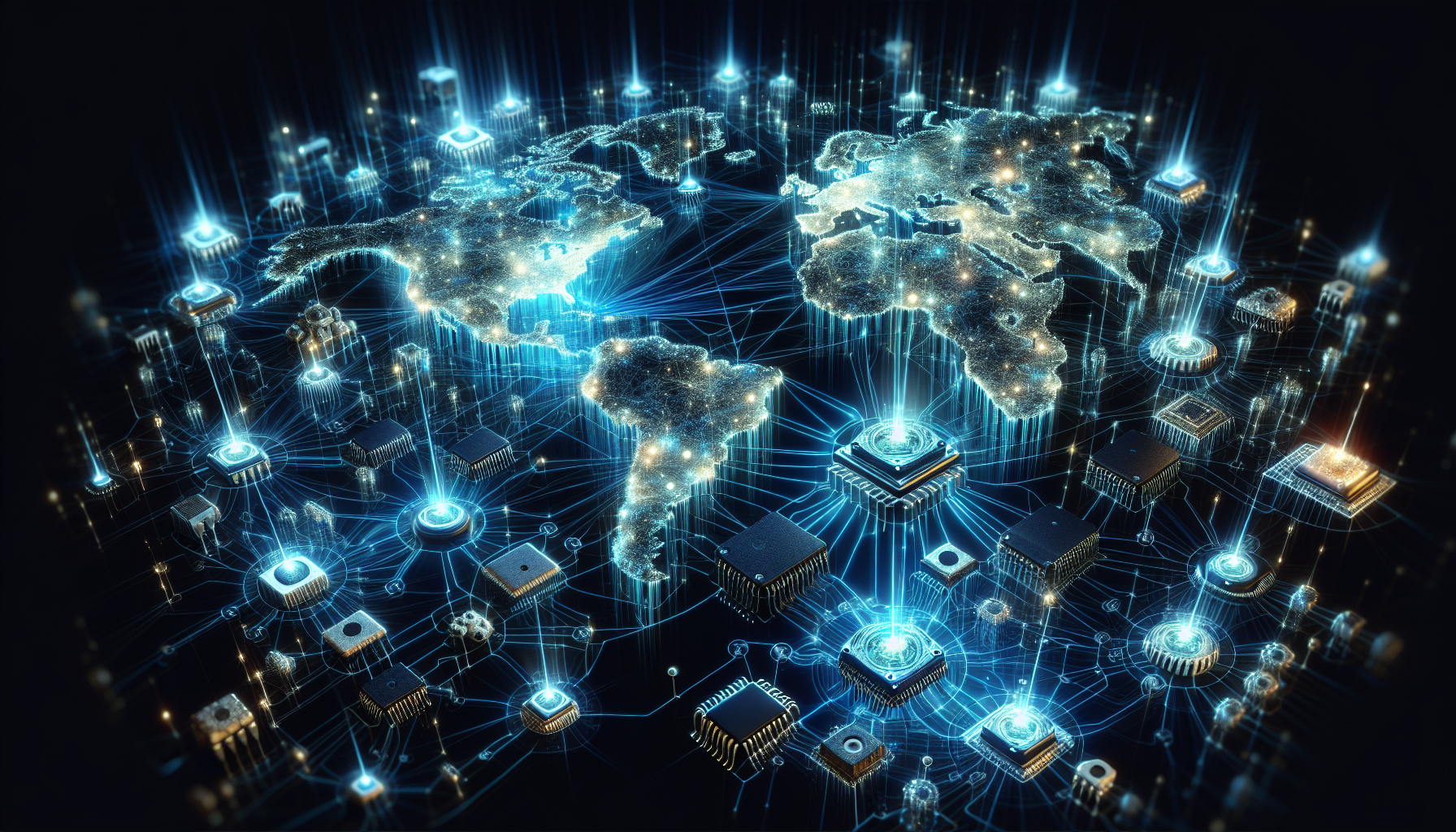 Illustration of global network for electronic component sourcing