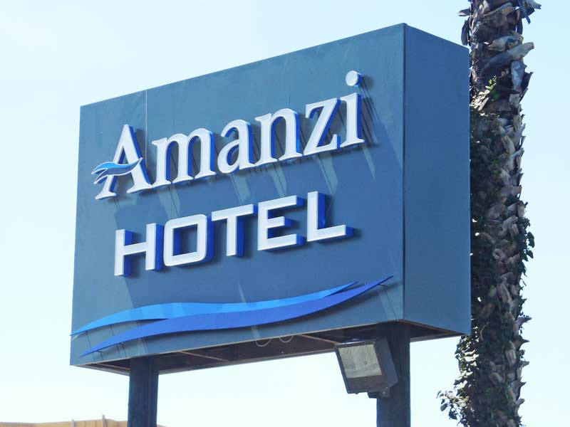When the Amanzi Hotel took over the Country Inn in Ventura they used the existing pylon sign structure.